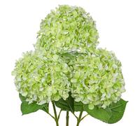 Arborus 3PCS Artificial Hydrangea Flowers 26.3" Long Stem Green Hydrangea Artificial Flowers Realistic Faux Hydrangeas with 6.6" Large Bloom Fake Silk Flower for Home Wedding Table Centerpiece Decor