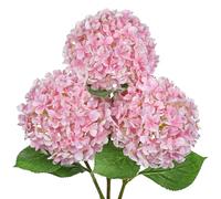 Arborus 3PCS Artificial Hydrangea Flowers 26.3" Long Stem Pink Hydrangea Artificial Flowers Realistic Faux Hydrangeas with 6.6" Large Bloom Fake Silk Flower for Home Wedding Table Centerpiece Decor
