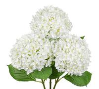 Arborus 3PCS Artificial Hydrangea Flowers 26.3" Long Stem White Hydrangea Artificial Flowers Realistic Faux Hydrangeas with 6.6" Large Bloom Fake Silk Flower for Home Wedding Table Centerpiece Decor