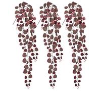 Arborus 3pcs Artificial Trailing Plants 39.3" Pink Leaves Stems Fake Hanging Plants Indoor Faux Trailing Plant Artificial House Plant for Bathroom Shelf Office Home Decor