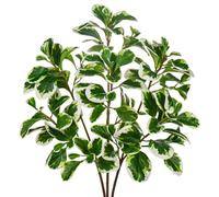 Arborus 3PCS Fake Leaves 27" Long Stem Artificial Peperomia Tetraphylla Plants Real Touch Artificial Foliage Branches Fake Greenery for Flowers Arrangement Vase Centerpiece Home Decor