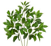 Arborus 3PCS Fake Leaves 27" Long Stems Faux Bay Leaves Faux Silk Bay Leaf Branch Artificial Greenery Foliage Stems Artificial Leaf Sprays for Vase Flowers Arrangement Home Bathrrom Decor
