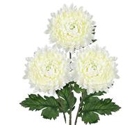 Arborus 3pcs Long Stem Artificial Flowers 6" Large Fake Chrysanthemum Flower with Green Leaf 29.9" Tall Artificial Pink Flowers Faux Silk Flower for Tall Vases Flora Arrangement Spring Home Decor