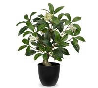 Arborus 40CM Tall Artificial Plants Indoor Green Laurel Bay Trees in Black Pots Fake Plant Small Faux Plants Potted Decorative Artificial Plant Home for Kitchen Bathroom Shelf Decor
