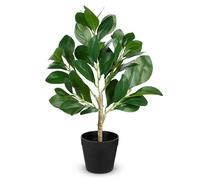 Arborus 45CM Tall Artificial Ficus Plants Indoors Fake Green Plant in Black Pots Desk Plant Potted Small Faux Trees for Home Office Shelf Kitchen Bathroom Table Decorations