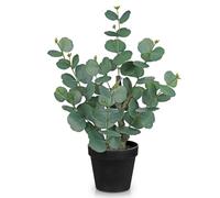 Arborus 46cm Tall Artificial Eucalyptus Plants Fake Silver Dollar Eucalyptus in Black Pot Faux Green Plants Indoors Potted Small Decorative Tree for Bathroom Home Office Desk Decorations