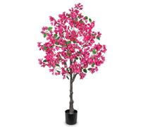 Arborus 4FT Artificial Bougainvillea Blossom Tree 120CM Tall Fake Tree Indoor Pink Artificial Trees in Black Pot Large Faux Plant with Flowers for Home Office Garden Spring Decorations