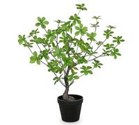 Arborus 55cm Tall Fake Plants Indoor 21.6" Small Artificial Japanese Enkianthus Tree in Black Pot Faux Potted Plants Fake House Green Plant for Home Bathroom Office Table Garden Decoration