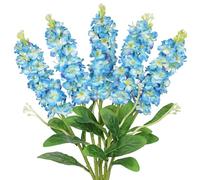 Arborus 5PCS Artificial Delphinium Flowers 25.5" Long Stem Artificial Flowers for Tall Vases Blue Artificial Flowers Fake Silk Spring Flowers for Floral Arrangement Home Wedding Party Table Decor