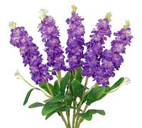 Arborus 5PCS Artificial Delphinium Flowers 25.5" Long Stem Artificial Flowers for Tall Vases Purple Artificial Flowers Fake Silk Spring Flowers for Floral Arrangement Home Wedding Party Table Decor