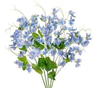 Arborus 5PCS Faux Sweet Pea Flowers Bouquet 23.6" Long Stem Artificial Flowers for Tall Vases Blue Artificial Flower Stem Fake Silk Spring Flower for Floral Arrangement Home Wedding Table Decor