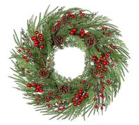 Arborus 60cm Door Wreath Christmas 24" Large Norfolk Pine Wreath with Red Berries Pine Cones Xmas Door Wreaths Artificial Green Wreaths for Christmas Front Door Outdoor Indoor Mantle Xmas Decorations