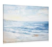 Arborus 60x80cm Large Canvas Wall Art 31.5" Blue Ocean White Wave Abstract Painting Wall Art Prints Framed Beach Pictures Wall Canvas Art Work for Living Room Bedroom Home Office Wall Decor