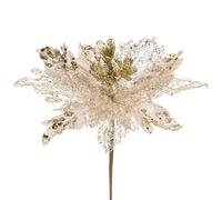 Arborus 6PCS Artificial Flowers Christmas Glitter Poinsettia 11.4" Artificial Large Christmas Flowers Xmas Tree Decorations Champagne Poinsettia Christmas Decorations for Xmas Garland Wreath DIY Decor