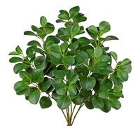 Arborus 6pcs Fake Ficus Leaves 72cm Artificial Long Stem Green Leaves Real Touch Faux Leaf Stems Branches for Spring Decorations, Artificial Greenery Foliage for DIY Vase Home Decor