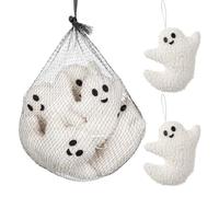 Arborus 6PCS Velvet Ghost Ornaments for Halloween Decorations, White Artificial Ghost Velvet Ghosts for Autumn Decor