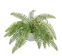 Arborus 7.8" Artificial Plant in Pot Artificial Fern Potted Green Plant Faux Boston Fern in White Pot for Indoors Decor Garden Patio Home Windowsill Office Living Room Desk Table Decoration