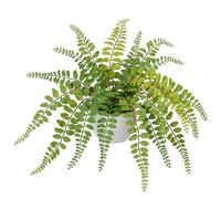 Arborus 7.8" Artificial Plant in Pot Artificial Fern Potted Green Plant Faux Button Fern in White Pot for Indoors Decor Garden Patio Home Windowsill Office Living Room Desk Table Decoration