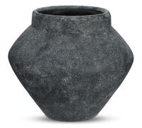Arborus 9.8" Large Rustic Vase for Flowers 21CM Tall Vintage Vase 4.9" Opening Terracotta Black Vases Decorative Farmhouse Flower Vases with Felt Pads for Home Table Shelf Boho Decor