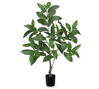 Arborus 93cm Tall Indoor Plant 3ft Artificial Ficus Tree Fake Silk Plants in Black Pots Large Artificial Green Plants Faux Trees for Home Office Bathroom Living Room Bedroom Decorations