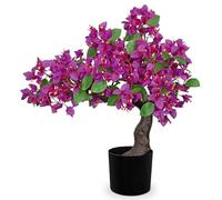 Arborus Artificial Bonsai Tree 20.8" Large Artificial Bougainvillea Flower Plant in Black Pot Faux Silk Bougainvillea Flower Fake Purple Bougainvillea Blossom Trees Potted Indoor for Desk Home Decor