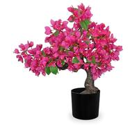 Arborus Artificial Bonsai Tree 20.8" Large Artificial Bougainvillea Flower Plant in Black Pot Faux Silk Bougainvillea Flower Fake Hot Pink Bougainvillea Blossom Trees Potted Indoor for Desk Home Decor
