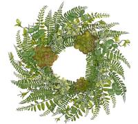 Arborus Artificial Fern Wreath with Succulents 41cm Faux Eucalyptus Leaves Spring Wreaths Green Artificial Wreaths Summer Wreath for Front Door Farmhouse Window Home Decor