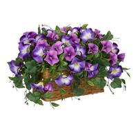 Arborus Artificial Flowers Like Real Morning Glory in Woven Pot 9.4" Purple Artificial Flowers in Rustic Rectangle Pots Faux Silk Flower Plants Table Decorations Centerpiece for Home Farmhouse Decor