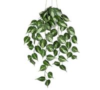 Arborus Artificial Hanging Plant in Pot 28" Fake Pothos Hanging Plants Indoors Faux Green Hanging Plants Potted Artificial Trailing Plants Artificial Greenery for Bedroom Bathroom Shelf Balcony Decor