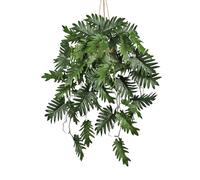 Arborus Artificial Hanging Plants in Woven Pot 27.6" Long Fake Hanging Philodendron Plant with Basket Artificial Tropical Trailing Plants Indoor Faux Greenery for Home Bathroom Balcony Wall Decor