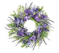 Arborus Artificial Lavender Wreath 17.7" Small Summer Wreaths for Front Door Realistic Purple Silk Flower Wreath Faux Spring Floral Wreaths for All Seasons Farmhouse Mantle Wedding Home Decor
