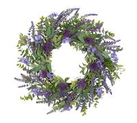 Arborus Artificial Lavender Wreath 55cm Spring Wreaths for Front Door Faux Summer Floral Wreaths Greenery Leaves Wreath for All Year Farmhouse Valentines Wedding Home Decor