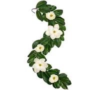 Arborus Artificial Magnolia Garland 5FT Fake White Flower Garland Real Touch Flowers Greenery Vines Faux Magnolia Leaf Garlands Floral Garlands Decoration for Wedding Arch Mantel Home Table Decor