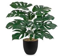 Arborus Artificial Monstera Plant in Pot 38cm Tall Lifelike Faux Tropical Green Plant with Black Pot Realistic Fake Monstera Houseplant for Home Office Living Room Bedroom Indoor Decoration