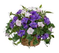 Arborus Artificial Morning Glory Flowering Plants in Woven Pots 10.6" Rustic Table Flowers Decoration Purple Artificial Silk Flowers Indoor Fake Spring Flower for Home Wedding Window Sill Decorations