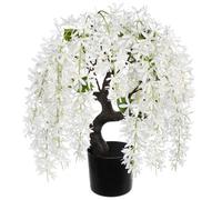 Arborus Artificial Wisteria Flowers Tree 47cm Tall Fake Wisteria White Tree in Black Pot Faux Flowers Plants Potted Indoors for Home Kitchen Office Table Desk Decoration