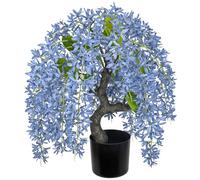 Arborus Artificial Wisteria Plant with Blue Flowers 47cm Large Fake Wisteria Flowers Trees in Black Pot Tall Artificial Plants Indoor Faux Blossom Tree for Home Office Bathroom Table Desk Decoration