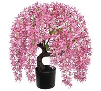 Arborus Artificial Wisteria Plant with Pink Flowers 47cm Large Fake Wisteria Flowers Trees in Black Pot Tall Artificial Plants Indoor Faux Blossom Tree for Home Office Bathroom Table Desk Decoration