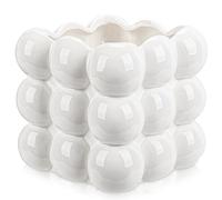 Arborus Ceramic White Indoor Plant Pots 13cm - Bubble Small Succulent Planter - Modern Square House Plant Pot for Home, Living Room, Bedroom, Desk - Aesthetic Boho Decor