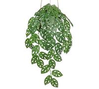 Arborus Fake Hanging Plant in Pot 28" Artificial Hanging Plants Indoors Faux Monstera Adansonii Green Hanging Plants Potted Artificial Greenery for Bedroom Bathroom Shelf Balcony Wall Decor