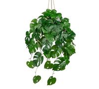Arborus Fake Hanging Plants 27.6" Large Artificial Hanging Monstera Plants in Woven Pot Realistic Artificial Trailing Plant Faux Green Plant for Indoors Home Bathroom Balcony Wall Decor
