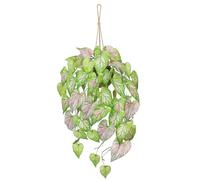 Arborus Fake Hanging Plants in Woven Pot 70cm Large Artificial Hanging Pothos Plant Artificial Trailing Plant Indoor Faux Plants with Pink Leaves for Home Bathroom Bedroom Balcony Wall Decor