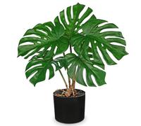 Arborus Large Artificial Monstera Plants Indoors 48cm Tall Faux Monstera Plant in Black Pot Fake Green Plant Potted Artificial House Plants for Bathroom Living Room Home Office Table Decoration