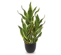 Arborus Large Artificial Snake Plant 33" Tall Fake Sansevieria Plant in Black Pot Snake Artificial Plant Gold Potted House Plants Indoor for Home Living Room Bedroom Decorations