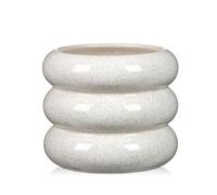 Arborus Small Bubble Ceramic Pot - 13 cm White Boho Decorative Speckled Flower Handmade Planter with Drainage Hole for Indoor Outdoor Aesthetics Decoration