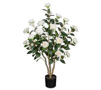 Arborus White Artificial Camellia Flower Tree in Black Pot 90cm Artificial Blossom Tree Large Indoor Plant Tall Fake Plant Realistic Decorative Faux Trees for Home Office Front Porch