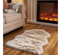 Arbosofe Faux Fur Sheepskin Rug Beige Home Area Rug for Bedroom, Fluffy Small Fur Rug, Fuzzy Furry Shaggy Rug for Living Room 2 x 3 Feet