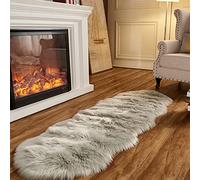 Arbosofe Faux Fur Sheepskin Rug Light Gray Home Area Rug for Bedroom, Fluffy Small Fur Rug, Fuzzy Furry Shaggy Rug for Living Room 2 x 6 Feet