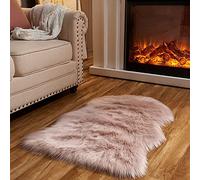 Arbosofe Faux Fur Sheepskin Rug Pink Home Area Rug for Bedroom, Fluffy Small Fur Rug, Fuzzy Furry Shaggy Rug for Living Room 2 x 3 Feet