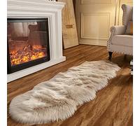 Arbosofe Area Rug Faux Fur Sheepskin Beige for Home Bedroom, Fluffy Small Fuzzy Furry Shaggy Rug for Living Room 2 x 6 Feet